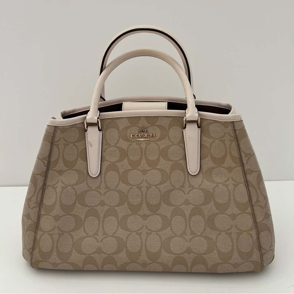 Coach Signature Coated Canvas & Leather Christie Carryall Satchel
